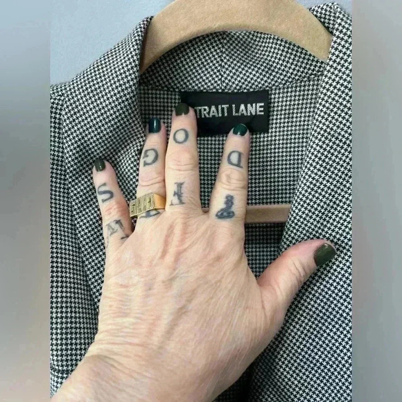 Vintage 80’s business core black houndstooth Strait Lane professional dress-M/L - Picture 4 of 10